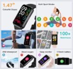 Fitness Trackers,Heart Rate Blood Oxygen Sleep Monitor,1.47‘’ OLED Display,Calorie Pedometer Steps Counter Activity watchs,Smart Band 24/7 Health Monitoring(Black)