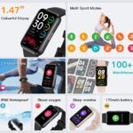 Fitness Trackers,Heart Rate Blood Oxygen Sleep Monitor,1.47‘’ OLED Display,Calorie Pedometer Steps Counter Activity watchs,Smart Band 24/7 Health Monitoring(Black)
