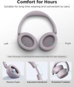 TALIX H30 Hybrid Active Noise Cancelling Headphones, 110H Playtime Hi-Res Audio Bluetooth 6.0 Wireless Over Ear ANC Headphones for Commute/Travel (Purple) - Image 7