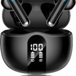 XIAOWTEK Wireless Earbuds, 2026 Bluetooth 5.4 Headphones Bass Stereo Ear Buds with Noise Cancelling Mic, LED Display in Ear Earphones 50H Playtime Ear Buds, IP7 Waterproof for Laptop Pad Phones Black