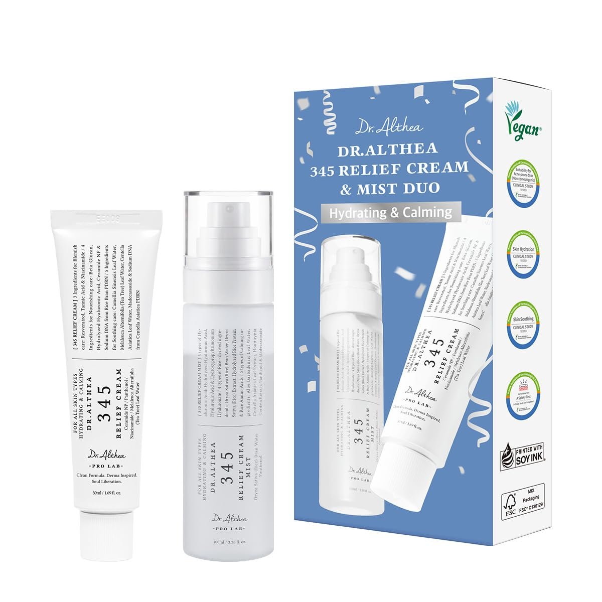 61j2pmEJW-L._SL1200_.jpg Dr.Althea 345 Relief Cream & Mist Duo, Korean Vegan Skin Care Set - Image 1