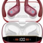 Qecnato 75H Sports Wireless Earbuds Bluetooth 5.4 Headphones Stereo, Red