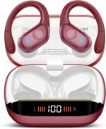 Qecnato 75H Sports Wireless Earbuds Bluetooth 5.4 Headphones Stereo, Red
