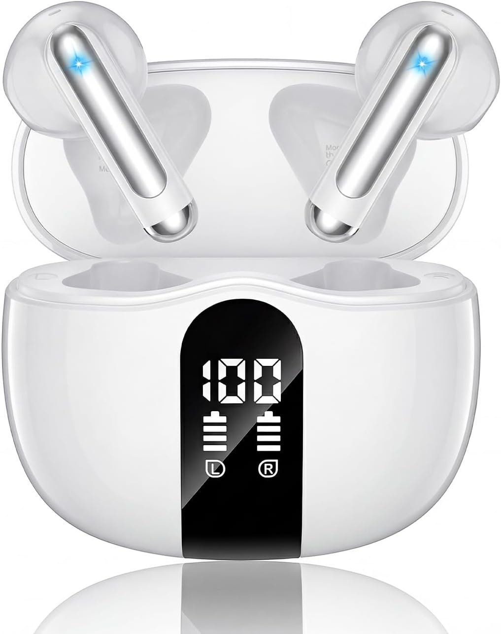 61rw2eAtUL._AC_SL1500_.jpg XIAOWTEK Wireless Earbuds, 2026 Bluetooth 5.4 Headphones Bass Stereo Ear Buds with Noise Cancelling Mic, LED Display in Ear Earphones 50H Playtime Ear Buds, IP7 Waterproof for Laptop Pad Phones White - Image 1