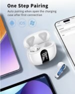 XIAOWTEK Wireless Earbuds, 2026 Bluetooth 5.4 Headphones Bass Stereo Ear Buds with Noise Cancelling Mic, LED Display in Ear Earphones 50H Playtime Ear Buds, IP7 Waterproof for Laptop Pad Phones White - Image 5