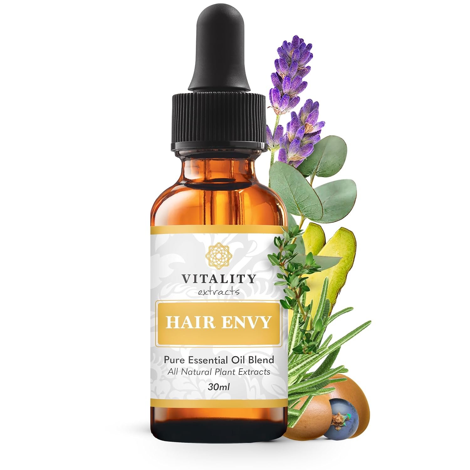 711sQnAtmL._SL1500_.jpg Vitality Extracts Hair Envy - Natural Hair Growth Serum - 100% Pure Essential Oils, 15 Plant Extracts, No Synthetics, No Parabens - Strengthen Hair, Minimize Breakage, Stimulate Follicles - Image 1