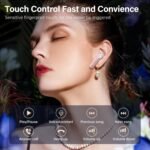 Wireless Earbuds, Bluetooth 5.3 Headphones HiFi Stereo 50H Playback LED Digital Display Ear Buds with ENC Noise Canceling Headset, IPX7 Waterproof Earphones for Gym/Running/Work（Rose Gold） - Image 6
