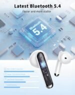 XIAOWTEK Wireless Earbuds, 2026 Bluetooth 5.4 Headphones Bass Stereo Ear Buds with Noise Cancelling Mic, LED Display in Ear Earphones 50H Playtime Ear Buds, IP7 Waterproof for Laptop Pad Phones White - Image 3