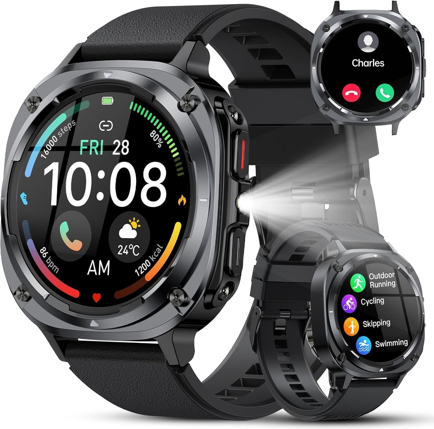 714o7jfrSxL._AC_SL1500_.jpg Military Smart Watches for Men(Answer/Make Calls), 1.39" HD Fitness Watch, 24/7 Heart Rate Sleep Monitor, Smart Watch for Men,114+ Sport Modes, IP68 Waterproof Smartwatch for Android iOS, 30Day, Black - Image 1