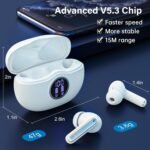 Wireless Earbuds, Bluetooth 5.3 Headphones HiFi Stereo 50H Playback LED Digital Display Ear Buds with ENC Noise Canceling Headset, IPX7 Waterproof Earphones for Gym/Running/Work（White） - Image 4