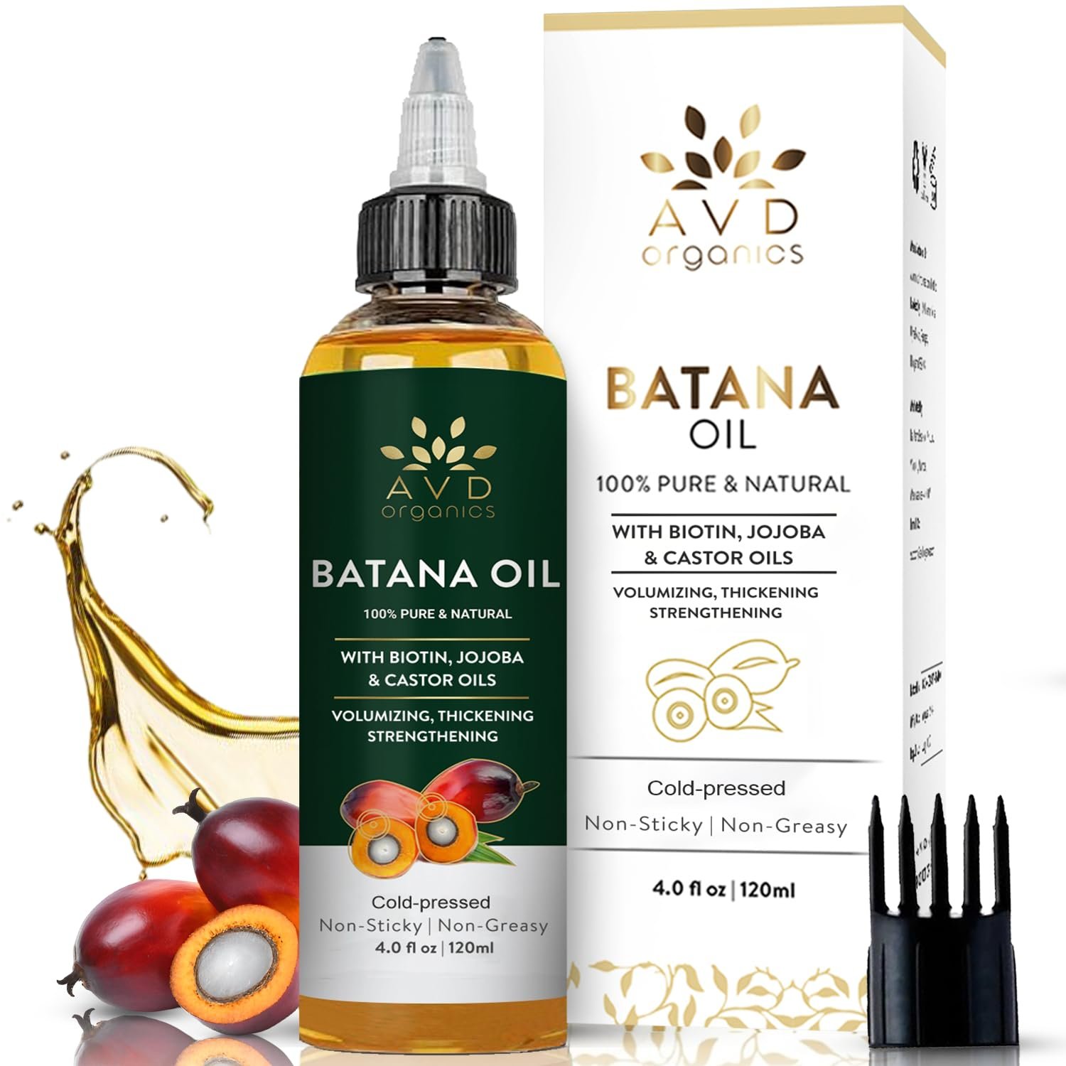 719MBpT3ulL._SL1500_.jpg AVD ORGANICS Batana Oil for Hair Growth 4.05 fl oz | Dr Sebi Organic Raw Batana Oil from Honduras | 100% Pure & Natural for thicker & stronger Hair | Ideal for Men & Women | 120ML - Image 1
