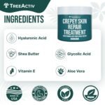 TreeActiv Crepey Skin Repair Cream, 8 oz Firming Body & Neck Cream with Hyaluronic Acid, Glycolic Acid & Shea Butter, Helps Crepey Skin Look Smoother, 500+ Uses - Image 5