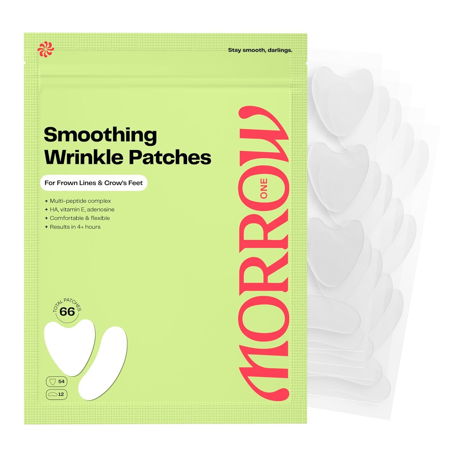 71PHYx8kCsL._SL1500_.jpg Morrow Wrinkle Patches Peptide Face Tape Overnight Smile Lines 66 Count - Image 1
