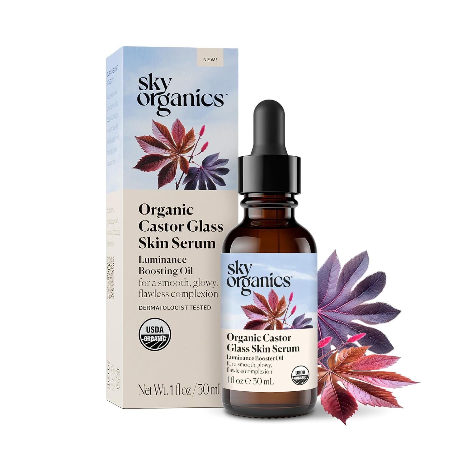 71QvHOyNngL._SL1500_.jpg Sky Organics Organic Castor Glass Skin Serum 1 floz, for Face, Neck & Chest - Image 1