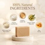Terra Lotus - Organic Tallow Soap with Organic Castor Oil & Raw Honey - Hydrating & Nourishing - 3 Pack (Unscented) - Image 4