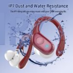 Qecnato 75H Sports Wireless Earbuds Bluetooth 5.4 Headphones Stereo, Red - Image 6