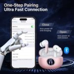 Wireless Earbuds, Bluetooth 5.3 Headphones HiFi Stereo 50H Playback LED Digital Display Ear Buds with ENC Noise Canceling Headset, IPX7 Waterproof Earphones for Gym/Running/Work（Rose Gold） - Image 7