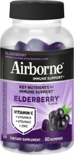 Airborne Elderberry + Zinc & Vitamin C Gummies For Adults, Immune Support Vitamin D & Zinc Gummies With Powerful Antioxidant Vitamins C D & E - 50 Gummies, Elderberry Flavor - Image 14