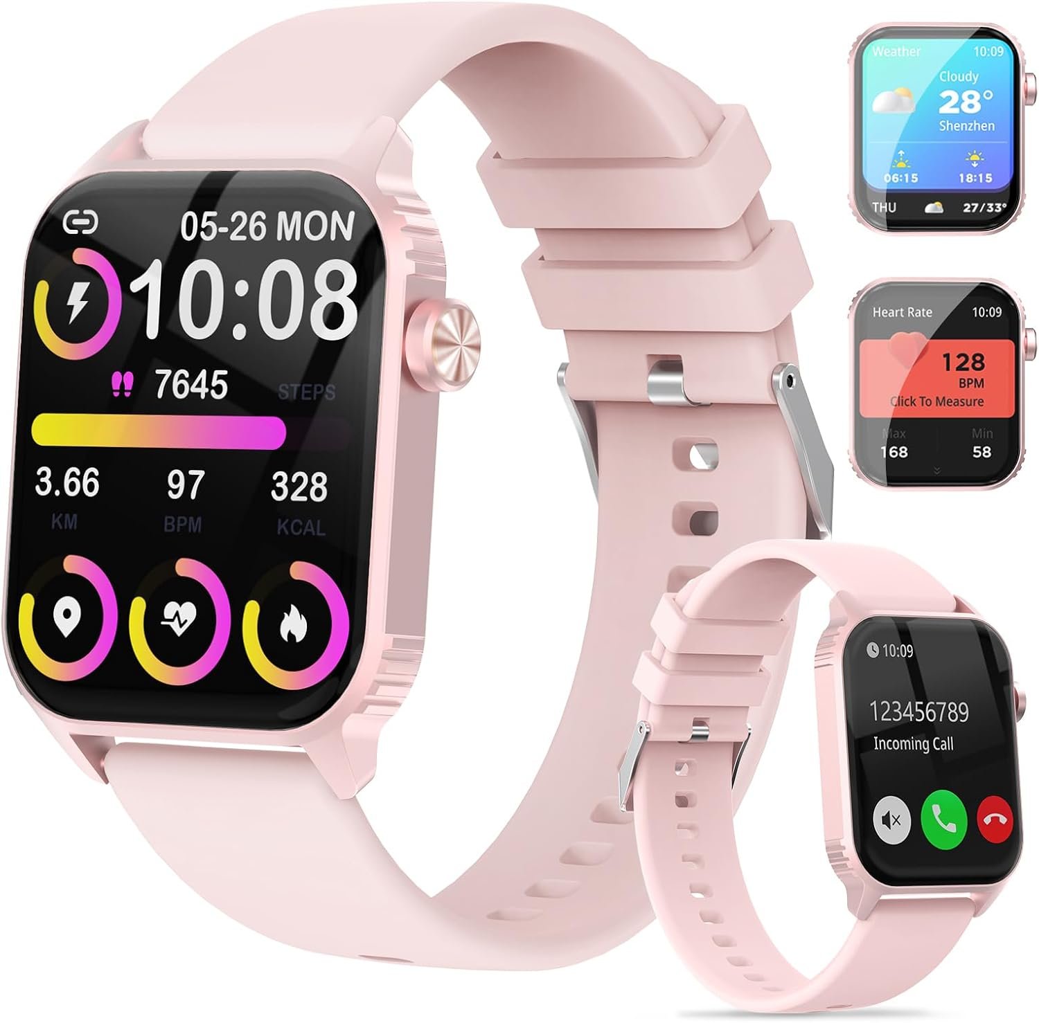71cQMLQ9E3L._AC_SL1500_.jpg Smart Watch for Women, 120 Sports Modes Smartwatch with 1.83" HD, Alexa Built-in, Heart Rate/Sleep Monitor, IP67 Waterproof, Bluetooth Call & Music Control Fitness Watch for iPhone/Android (Pink) - Image 1