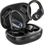 HAOYUYAN Wireless Earbuds, Sports Bluetooth Headphones, 80Hrs Playtime Ear Buds with LED Power Display, Noise Canceling Headset, IPX7 Waterproof Earphones for Workout/Running（Black）