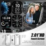 Smart Watch for Men Women, 2.01" HD Fitness Trackers with Heart Rate and Sleep Monitor, Bluetooth Calls & Notifications, 120+ Sport Modes, IP67 Waterproof, Compatible with Android & iOS, Black - Image 5