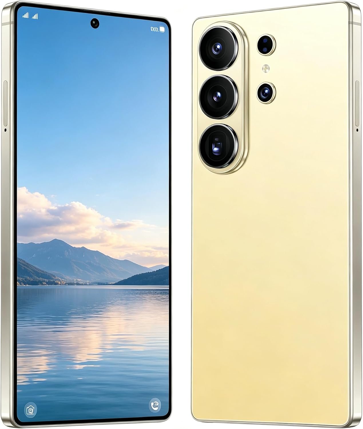 71kwG36IHL._AC_SL1500_.jpg 4G Unlocked Smartphone, 6.6" HD Punch Screen, 4GB+32GB (256GB Expandable), Long‑Lasting Battery 2A Fast Charge, 13MP+21MP Camera, Android 12, Face Unlock, OTG, 3‑Card Dual SIM (Golden) - Image 1