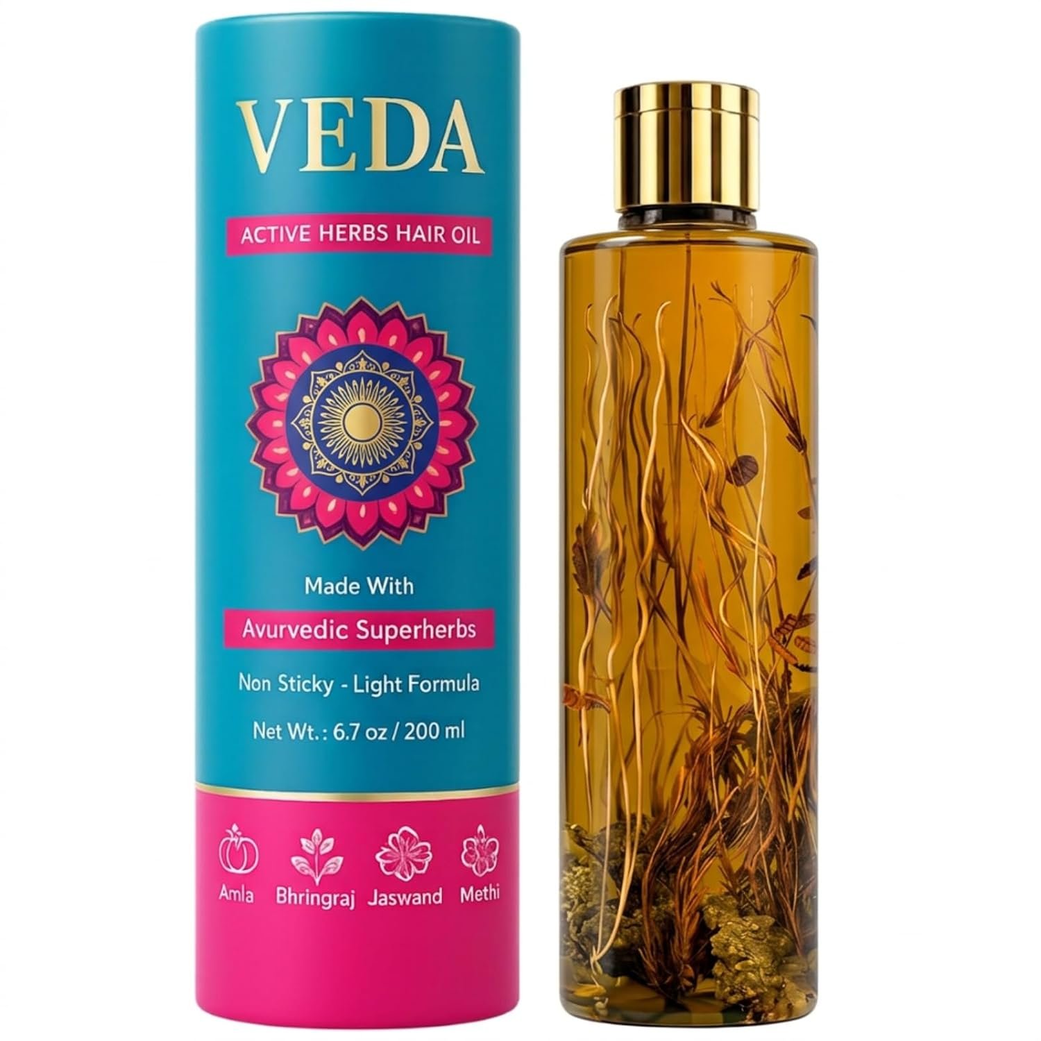 71liO-sZBGL._SL1500_.jpg VEDA Active Herbs Hair Oil | Hair Growth Oil | Infused with Herbs | 200ml - Image 1