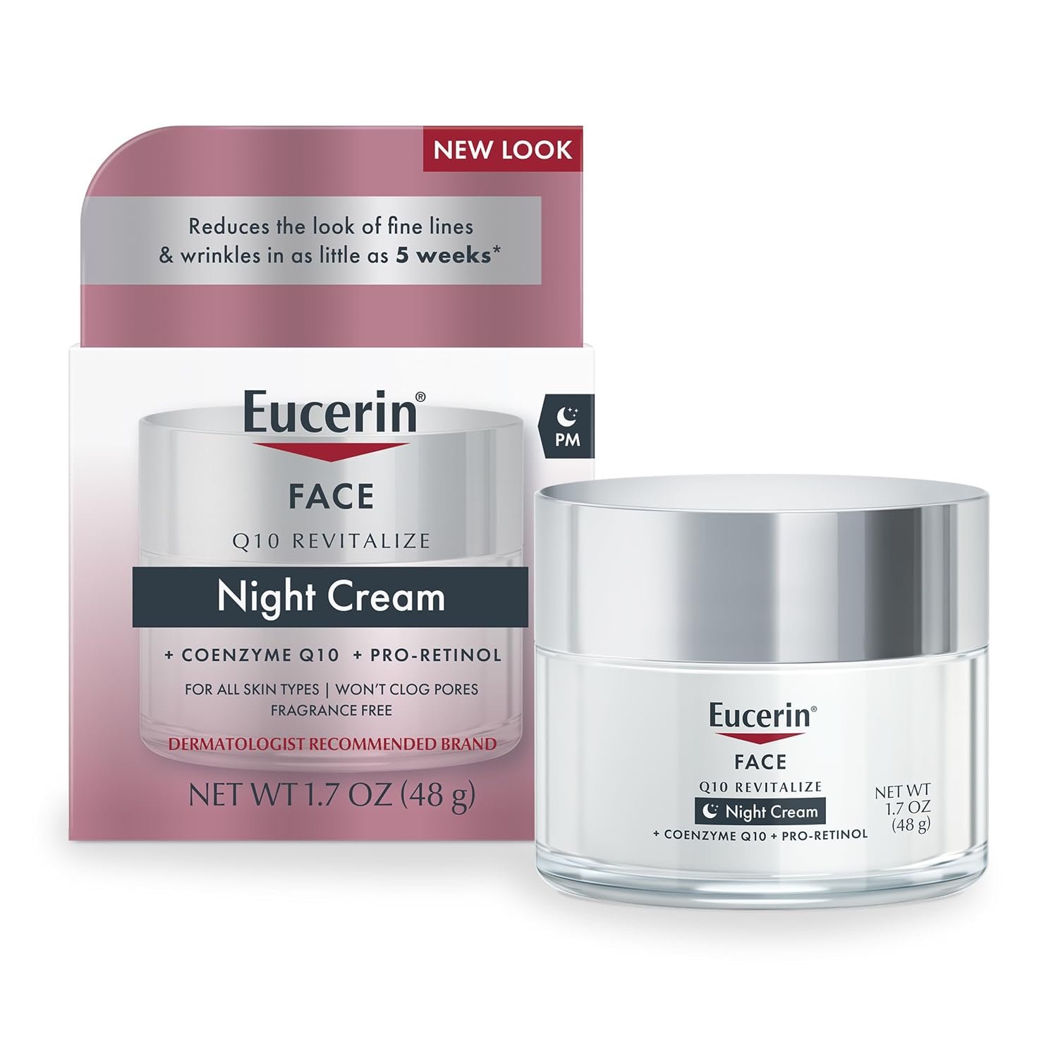 71xEK38LQEL._SL1500_.jpg Eucerin Q10 Anti-Wrinkle Night Cream + Pro-Retinol, Facial Cream for Sensitive Skin, 1.7 Oz Jar - Image 1