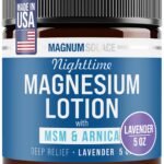 Magnum Solace Nighttime Magnesium Lotion with MSM & Arnica – Highly Concentrated Magnesium for Muscles & Joints – Apply to Legs or Feet Before Bed – Skin-Friendly