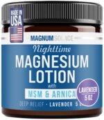 Magnum Solace Nighttime Magnesium Lotion with MSM & Arnica – Highly Concentrated Magnesium for Muscles & Joints – Apply to Legs or Feet Before Bed – Skin-Friendly