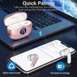 Wireless Earbuds, Bluetooth 5.3 Headphones HiFi Stereo 50H Playback LED Digital Display Ear Buds with ENC Noise Canceling Headset, IPX7 Waterproof Earphones for Gym/Running/Work（Rose Gold） - Image 2