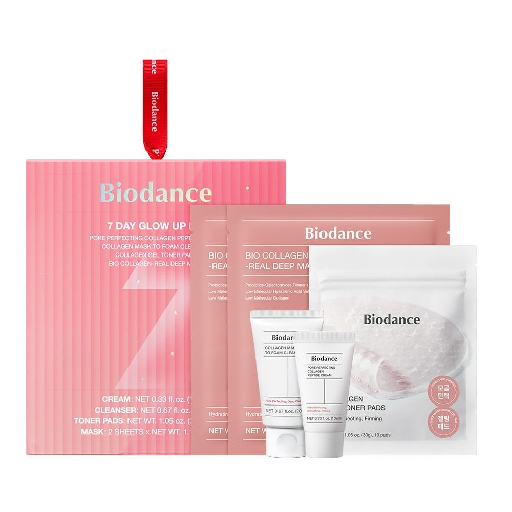 51WitMPhZ5L._SL1000_.jpg BIODANCE 7 Day Glow Up Kit: Collagen Gift Set for Glass-Skin, Korean Skin Care with Cleanser, Toner Pads, Moisturizer, Gel Masks, All-in-One Skin Care Set, Mothers Day Gifts - Image 1