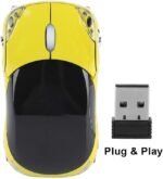 ASHATA 2.4G Wireless Mouse Car Mouse with USB Receiver, Cute 1600DPI Optical Computer for PC Laptop Tablet, Compatible with Wins /7/ME/2000 & for OS - Yellow - Image 7