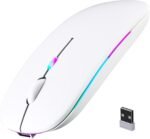 Afaartcci Rechargeable Wireless Mouse, Silent Bluetooth Mouse(White)