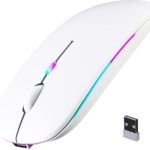 Afaartcci Rechargeable Wireless Mouse, Silent Bluetooth Mouse(White)