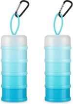 Baderke 2 Pcs Protein Powder Travel Container with Funnels Stand, Blue