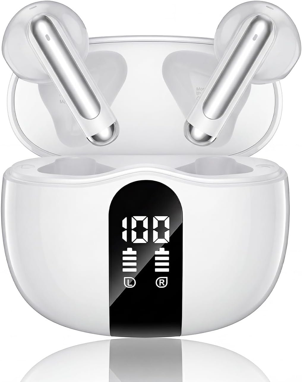 616kBh4OQBL._AC_SL1500_.jpg Wireless Earbuds, 2026 Bluetooth 5.4 Headphones Bass Stereo Ear Buds with Noise Cancelling Mic, LED Display in Ear Earphones 50H Playtime Ear Buds, IP7 Waterproof for Laptop Pad Phones Pure White - Image 1