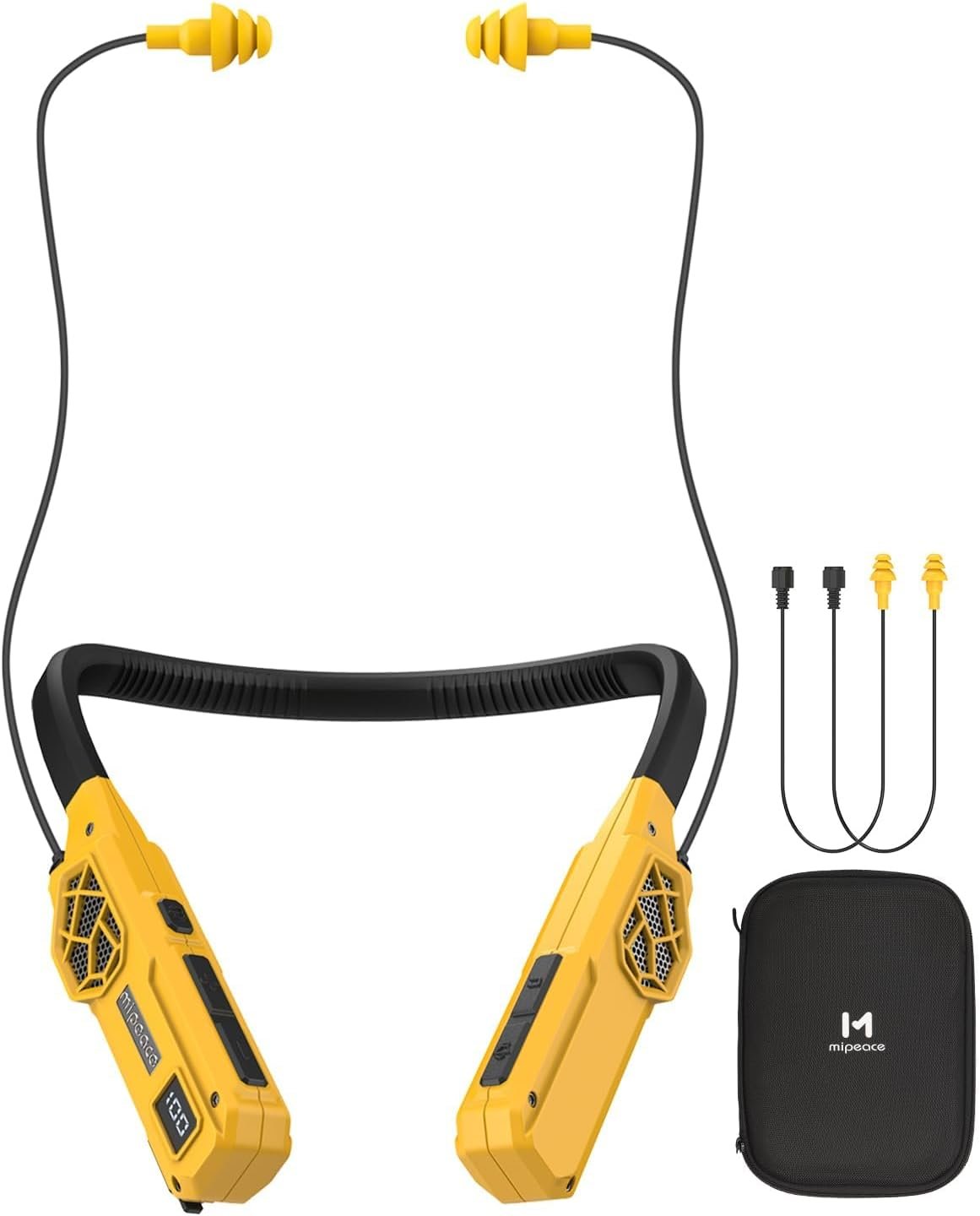 61MkG2RULbL._AC_SL1500_.jpg MIPEACE Neckband Bluetooth Headphones, 2-in-1 Around The Neck Work Headphones-OSHA Approved Earbuds w/Built-in Speakers,ENC,100+Hrs Playtime,4 EQ Modes for Bluetooth Hearing Protection Mowing Safety - Image 1