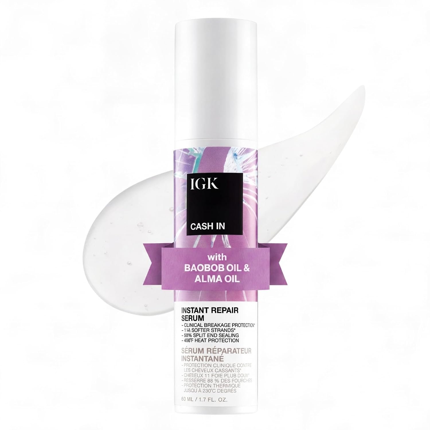 61QMyruyAzL._SL1500_.jpg IGK Cash In Instant Repair Hair Serum, Split End + Heat Protection, 1.7 Oz - Image 1