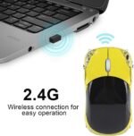 ASHATA 2.4G Wireless Mouse Car Mouse with USB Receiver, Cute 1600DPI Optical Computer for PC Laptop Tablet, Compatible with Wins /7/ME/2000 & for OS - Yellow - Image 3