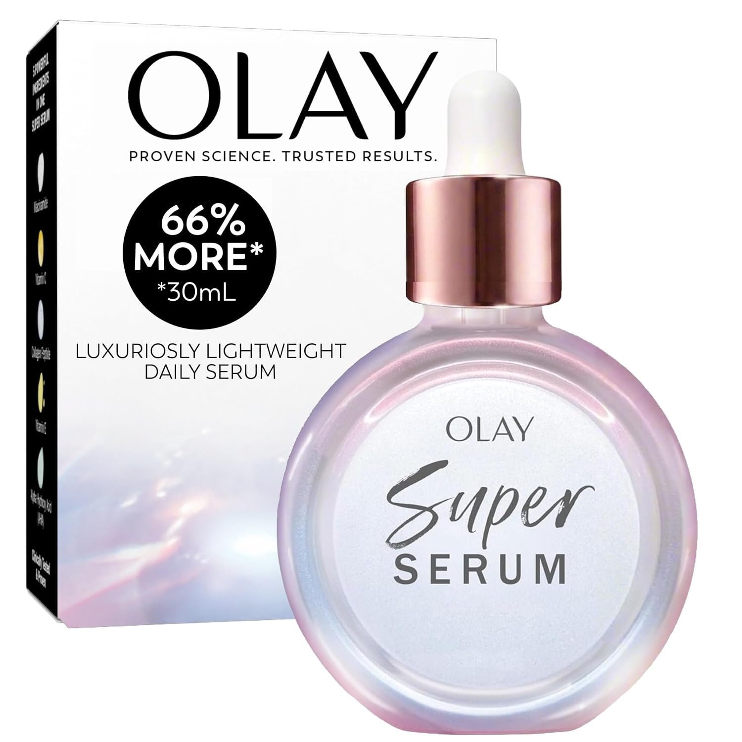 61jeAootFL._SL1500_.jpg Olay Super Serum - Glow Serum for Face - Activated Niacinamide, Vitamin C & E, Collagen Peptide, AHA - 5-in-1 Benefits - Brightens, Hydrates, Smooths, Firms, Evens Tone, Proactive Anti-Aging, 1.7 Oz - Image 1