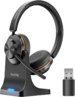 Bluetooth Headset, Wireless Headset with Mic for Work, Bluetooth 5.3, Wireless Headphones with AI Noise Cancelling Microphone (Clear Calls & Mic Mute), USB Dongle, for Computer/PC/Laptop/Zoom