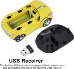 ASHATA 2.4G Wireless Mouse Car Mouse with USB Receiver, Cute 1600DPI Optical Computer for PC Laptop Tablet, Compatible with Wins /7/ME/2000 & for OS - Yellow - Image 5
