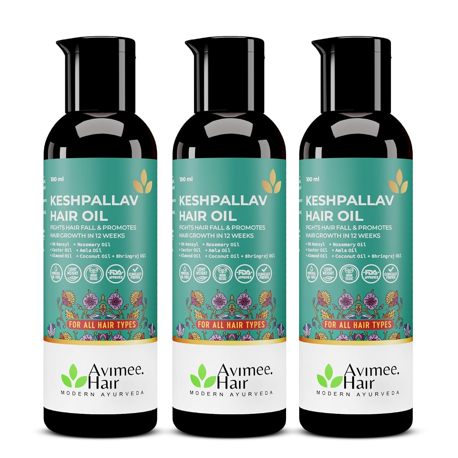 7154Fu0R9oL._SL1500_.jpg AVIMEE HERBAL Keshpallav Hair Oil, Men & Women, Pack of 3 - Image 1