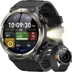 Military Smart Watch for Men with 100 Days Battery/Flashlight/Compass