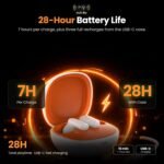 Awdio Bots Classic Series Wireless Earbuds, Small Mini Bluetooth in Ear Headphones with Microphone, Comfort Fit for Small Ears, Long Battery Life 28H Playtime, USB-C Case, for School, Orange and White - Image 5