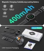 SUNKTA Military Smart Watch for Men(Answer/Dial Calls),100 Sports Modes, 5ATM Waterproof Fitness Watch with Heart Rate/SpO2/Blood Pressure for Android and iOS,1.39''HD DIY Screen Smartwatch Black - Image 7