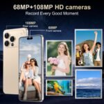 Ecshock 17PM Unlocked Phone | Cell Phone Android 15.0 | 16+512GB Smartphone| 6.99" HD Display | Long Battery Life 7000mAh | 68+108MP Zoom Camera| Fingerprint Lock | with Dual SIM (Gold) - Image 4