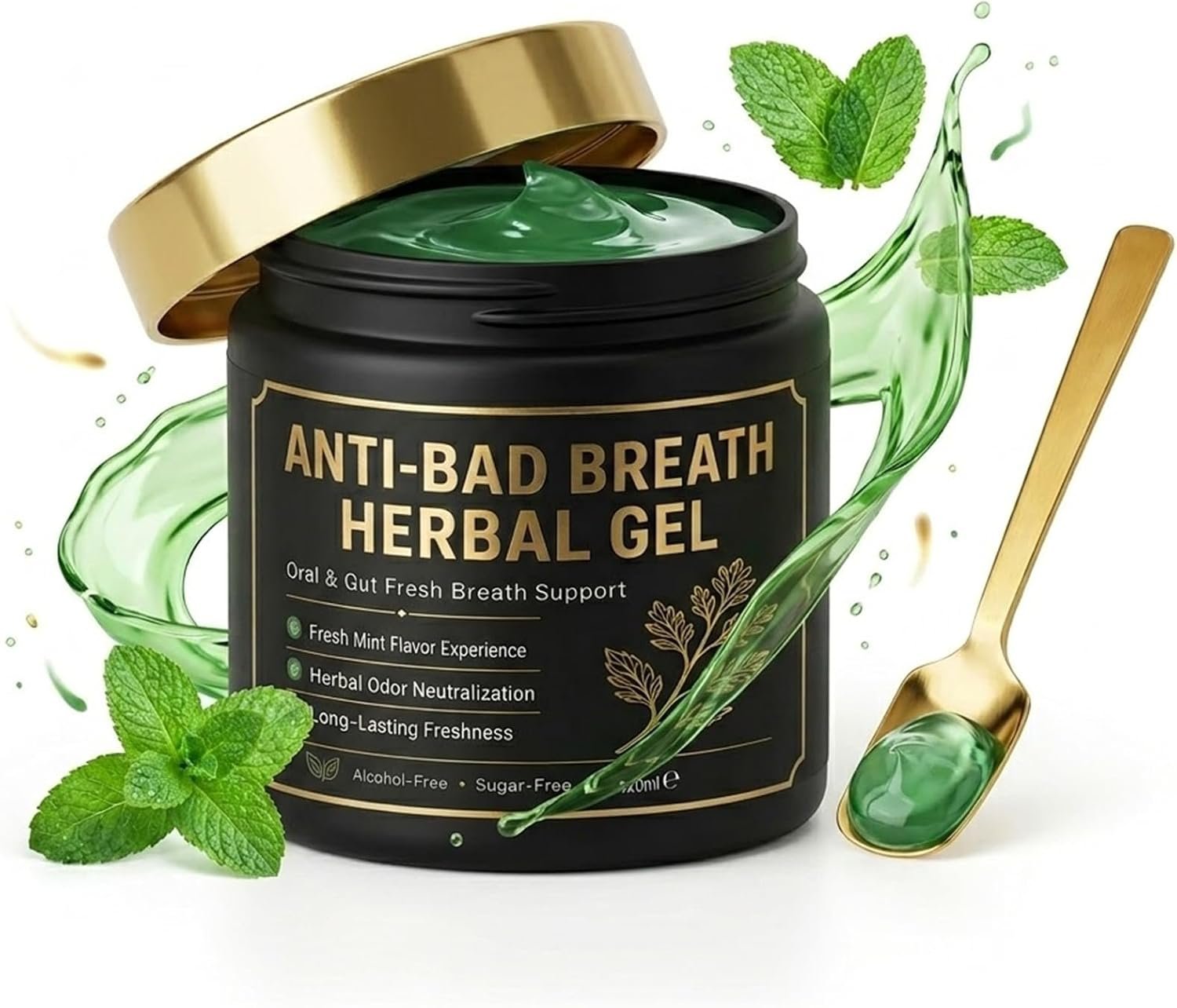 719jPpVHIL._AC_SL1500_.jpg Anti-Bad Breath Herbal Gel,Bad Breath Treatment for Adults,Natural Internal Deodorant for Adults with Parsley, Green Tea, Chlorophyllin,Mint Flavor,150g - Image 1