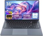 Gaming Laptop i5, 16 inch Laptop Computer Up to 3.60GHz, 2026 Laptop Computers with 16GB RAM 512GB SSD, FHD 1920x1200, 180° Angle Open, Backlit Keyboard, HDMI, Lap top for Student Business Work